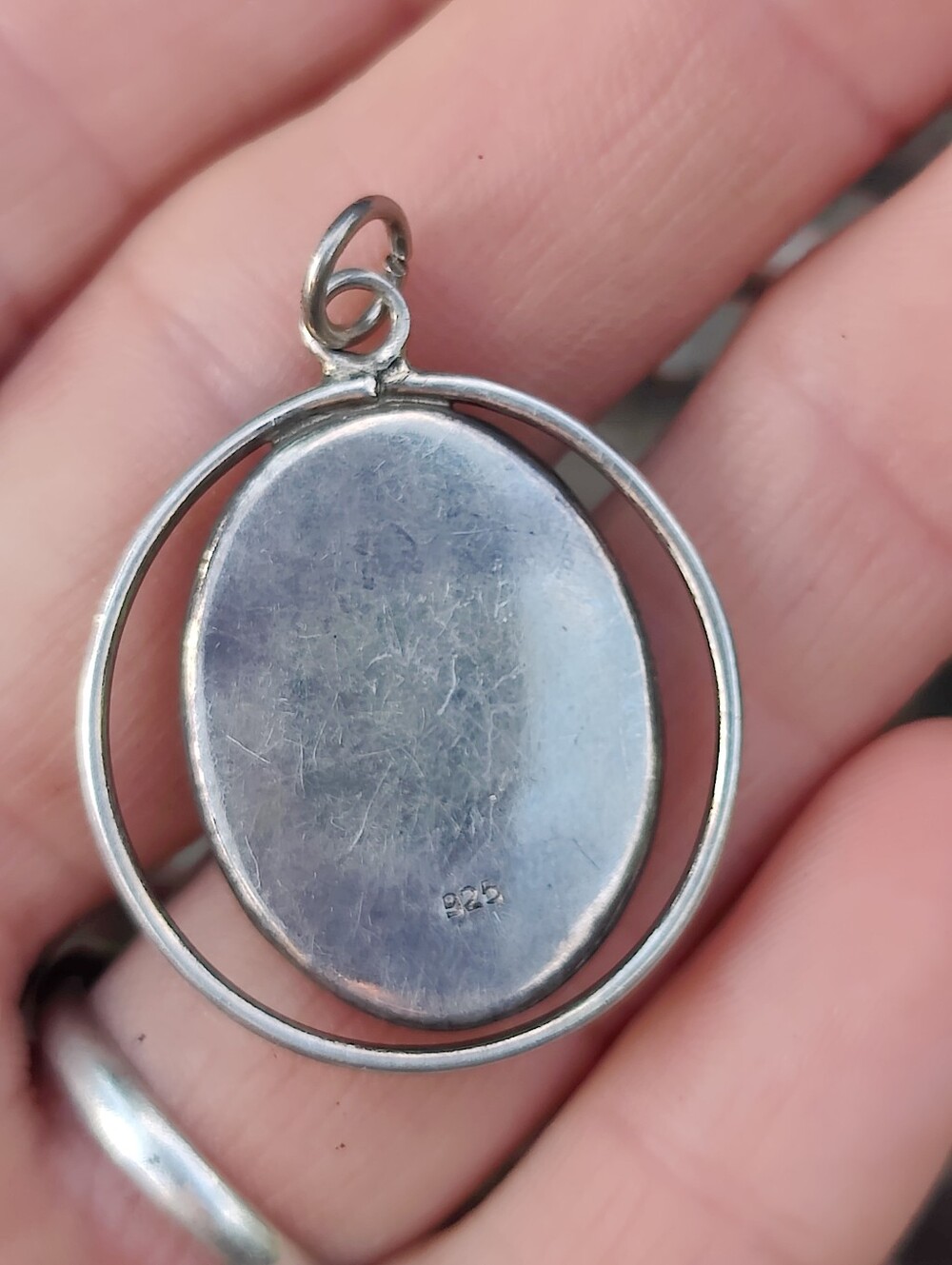 Vintage Sterling Modernist Enameled Artisan Made Pendant - Picture 2 of 3